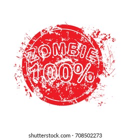 red grunge circle rubber stamp zombie 100% used for halloween vector illustration