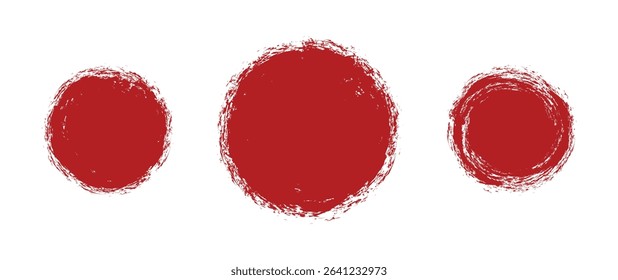Red grunge circle stamp. Japanese paint circle vector round texture shape. Red stamp vector. For grunge badge, seal, ink, and stamp design template.