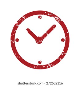 Red grunge clock logo on a white background. Vector illustration