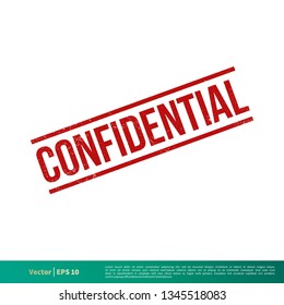 Red Grunge Confidential Seal Emblem. Grunge Banner Vector Template Illustration Design. Vector EPS 10.