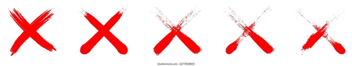 Juego de iconos de la cruz de grifo rojo. Colección de marcas incorrecta. Ilustración del vector aislada en fondo blanco
