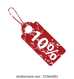 Red grunge discount logo on a white background. Vector illustration