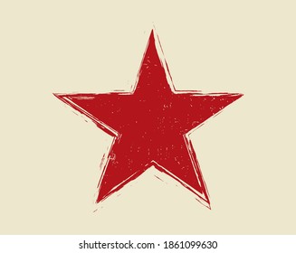Red grunge distressed star icon.