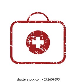 Red grunge doctor bag logo on a white background. Vector illustration
