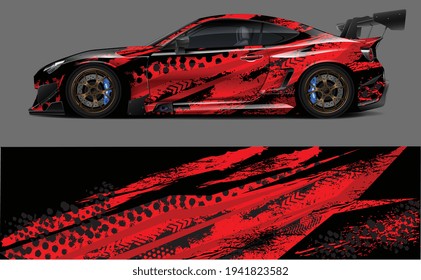 Red Grunge Drift Race Car Wrap Vector Design