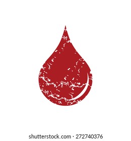Red grunge drop logo on a white background. Vector illustration