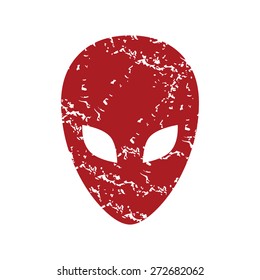 Red grunge extraterrestrial logo on a white background. Vector illustration