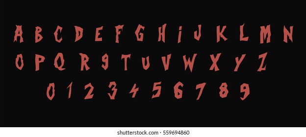 Red grunge font - Vector