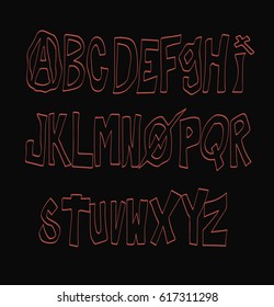 Red Grunge Font - Vector