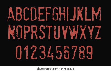 Red Grunge Font - Vector