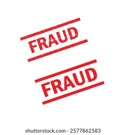 Red Grunge Fraud Rubber Stamps Sign Vector. Red rectangle Fraud Seal, Mark, Label Design Template