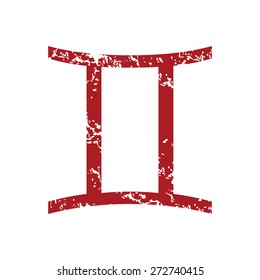 Red grunge Gemini logo on a white background. Vector illustration