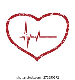 Red grunge heart beating logo on a white background. Vector illustration