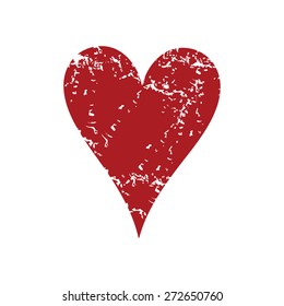 Red grunge heart card logo on a white background. Vector illustration