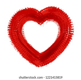 Red grunge heart. Vector heart shape.