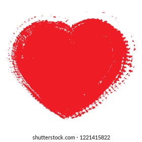 Red grunge heart. Vector heart shape.