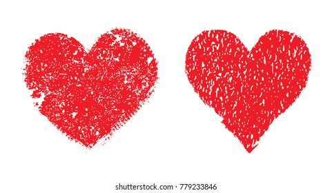 Red grunge hearts.Textured heart shapes.Vector illustration.