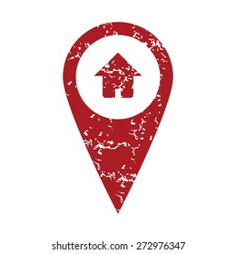 Red grunge home pointer logo on a white background. Vector illustration