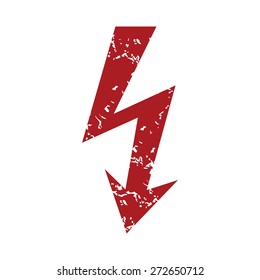 Red grunge lightning logo on a white background. Vector illustration