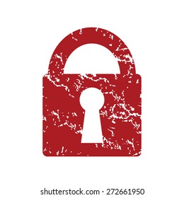 Red grunge lock logo on a white background. Vector illustration