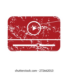 Red grunge media player logo on a white background. Vector illustration