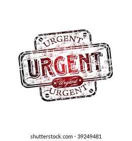Red grunge office rubber stamp with the word urgent written inside the stamp