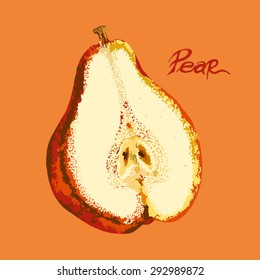 Red grunge pear. Vector illustration