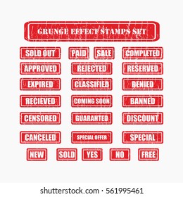 red Grunge post Stamps Collection. Banners, Insignias , Logos, Icons, Labels and Badges Set . vector distress textures.blank shapes.