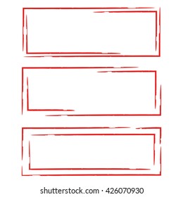 red grunge rectangle frame set
