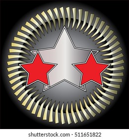 A red grunge, rock n roll music background with stars and space for text