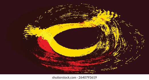 Red grunge round shapes. Brush strokes frames elements, frames for design. Vector isolated on yellow background.