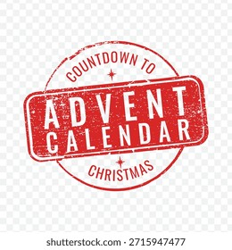 Sello de goma rojo grunge Calendario de Adviento cuenta atrás para el diseño del Vector de Navidades