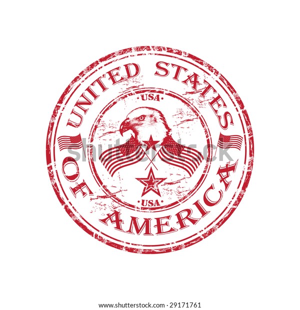 Red Grunge Rubber Stamp Bald Eagle Stock Vector (Royalty Free) 29171761