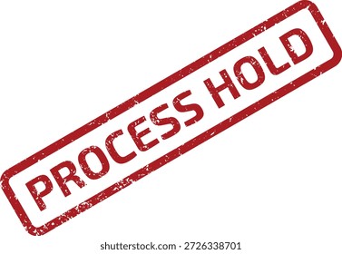 Un sello de goma grunge rojo que muestra el texto 'PROCESS HOLD' en un marco rectangular, aislado sobre un fondo blanco.
