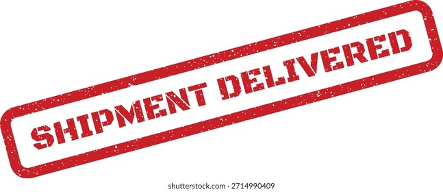 Ein roter Stempel aus farbigem Gummi, der den Status "VERSANDLIEFERT" angibt. Hervorragend für die Bestätigung des erfolgreichen Paketzugangs, der Auftragsabwicklung und der Logistikaktualisierungen.