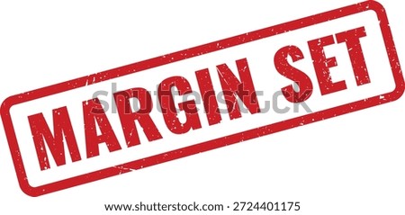 Red grunge rubber stamp with "MARGIN SET" text. Ideal for business, finance, and document marking.