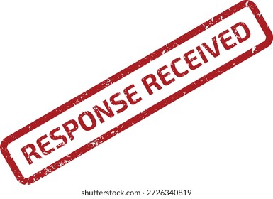 Carimbo vermelho grunge com o texto "RESPOSTA RECEBIDA" na diagonal sobre um fundo branco. Ideal para status de comunicação.