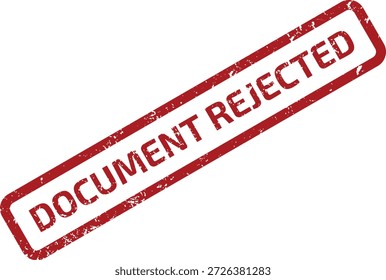 Sello de goma grunge rojo con el texto "DOCUMENTO RECHAZADO". Vector aislado sobre un fondo blanco limpio, que significa negación o rechazo.
