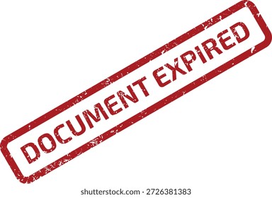 Marca de sello de goma grunge rojo con texto "DOCUMENTO CADUCADO". Vector aislado sobre un fondo blanco limpio, señalando el aviso oficial.