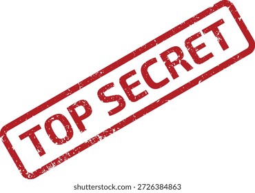 Sello de goma grunge rojo con texto "TOP SECRET", que indica información clasificada o confidencial. Aislado en blanco.