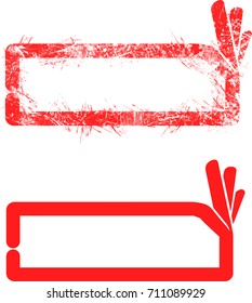 Red grunge rubber stamp OK sign with rectangular copyspace in the middle vector illustration, isolated on white background