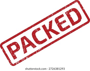 Roter farbiger Gummistempel für "PACKED"-Nachricht. Hervorragend für Versand, Logistik, Auftragsabwicklung und Produktvorbereitung.