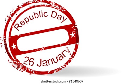 Red grunge rubber stamp of Republic Day with text 26 January on white background for Republic Day.