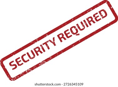 Sello de goma rojo grunge con el texto "SEGURIDAD REQUERIDA", que indica una medida de seguridad necesaria o acción sobre un fondo blanco.