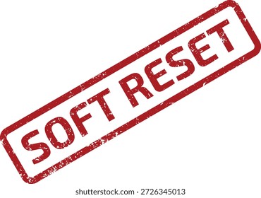 Carimbo vermelho grunge com texto 'SOFT RESET'. Símbolo vetorial isolado para uma ação ou comando do sistema, geralmente em computação.