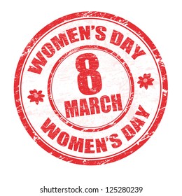 Red grunge rubber stamp with the text women's day written inside, vector illustration