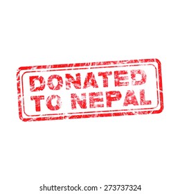 red grunge rubber stamp with text Donated To Nepal, vector illustration