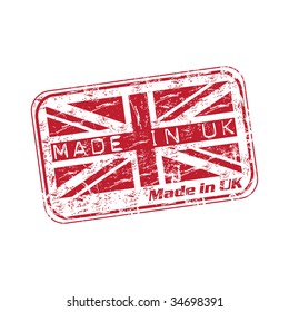 Red Grunge Rubber Stamp With The Text Made In UK Written Inside The Stamp