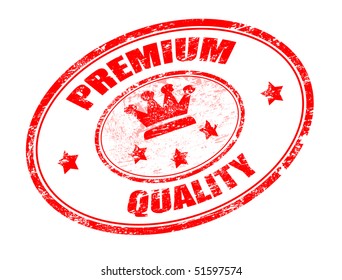 Red grunge rubber stamp with the text premium quality written inside - more available