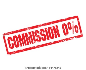 Red grunge rubber stamp with text commission 0%